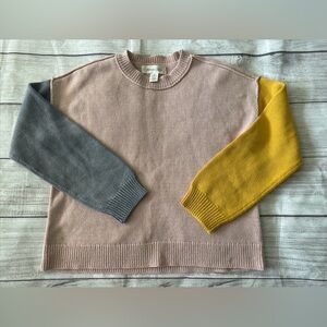 Treasure & Bond Girls Colorblock Knit Sweater Pullover Pink Smock Size M NWOT